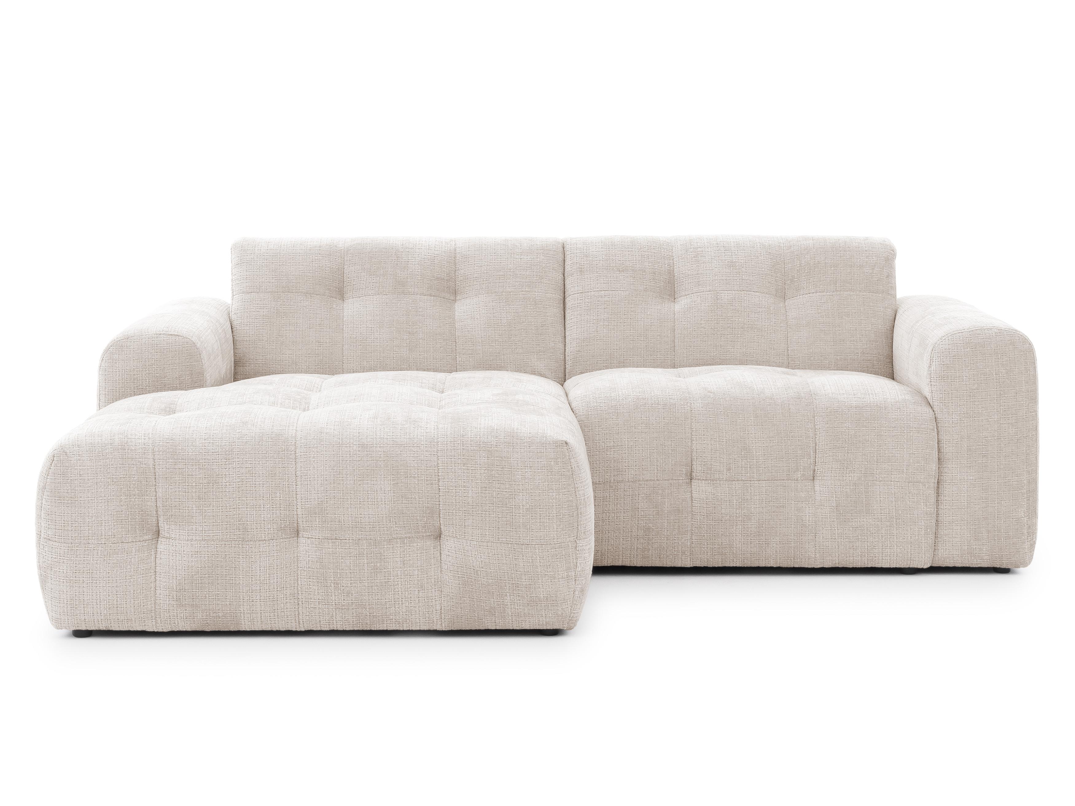 ECKSOFA mit Ottomane links, raffinierten Steppungen, Wellenunterfederung, B234/T161/H79 cm, Chenille-Bezug in Beige / 21036 - Beige/Schwarz, Kunststoff/Textil (234/79/161cm) - luma-home