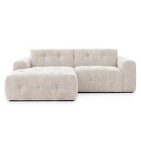 ECKSOFA mit Ottomane links, raffinierten Steppungen, Wellenunterfederung, B234/T161/H79 cm, Chenille-Bezug in Beige / 21036 - Beige/Schwarz, Kunststoff/Textil (234/79/161cm) - luma-home