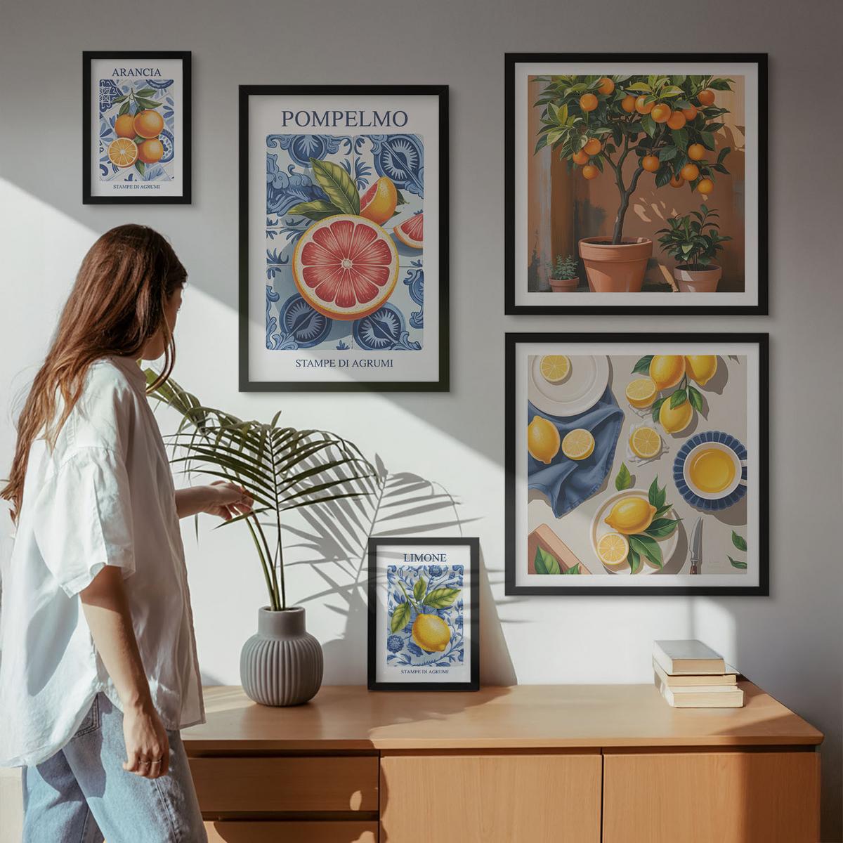 BILDER SET 5er Set - 50x50 cm & 20x30 cm & 40x60 cm Schwarzer Rahmen - Stilvolle Grafik, Ballerina-Architektur - Schwarz, Kunststoff (40/60cm) - TULUP
