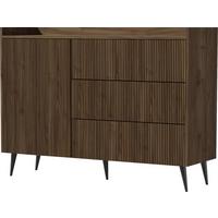KOMMODE Arysa in Braun Walnuss Holzoptik 92/126/41 cm - Walnussfarben/Schwarz, Holzwerkstoff/Metall (126/92/41cm) - WFL GROUP