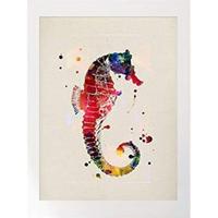 POSTER Seepferd Aquarell A4 Rahmenlos - Klar, Papier (29.7/5/21cm) - Nacnic