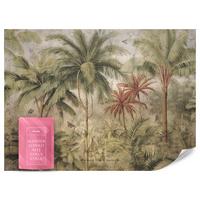 FOTOTAPETE Dschungel Tropische Pflanzen Beton Vintage 450x315 - Beige/Orange, Papier (450/315cm) - Muralo