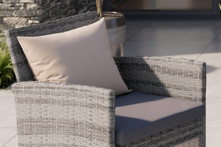 Gartenset Rattan Sitzkissen Webstoff imprägniert Bezüge abnehmbar