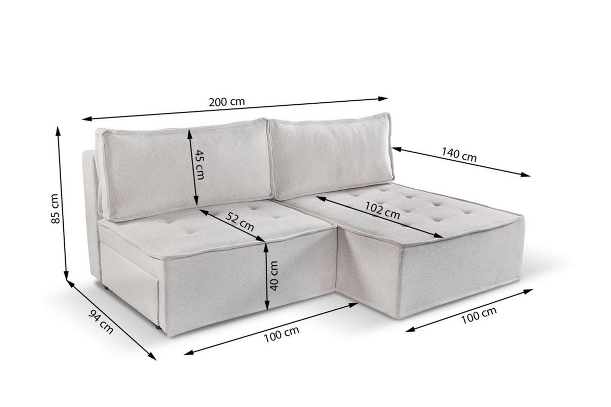 ECKSOFA Schlafsofa Amalia In Raven - Taupe, Holzwerkstoff/Textil (200/140cm) - Fun Möbel