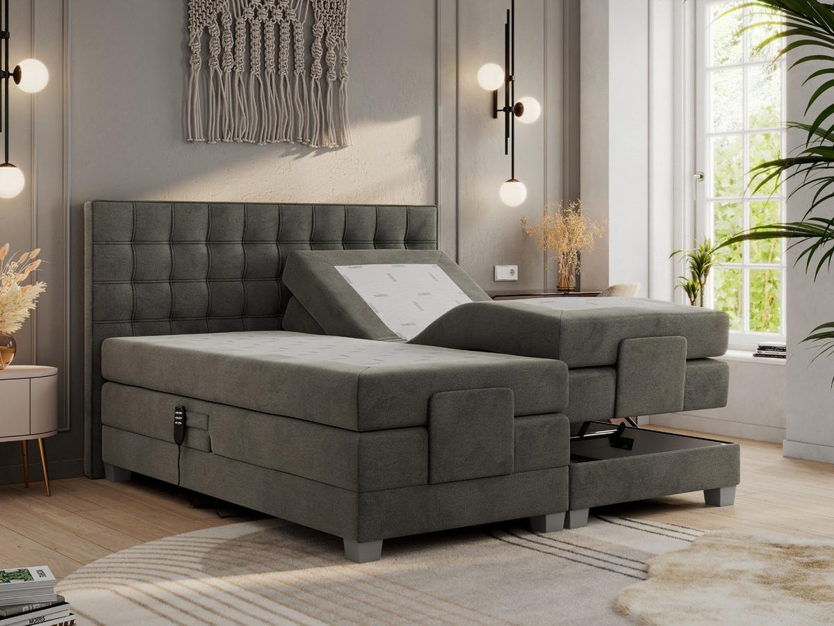 BOXBETT ELEKTRO 140/200 Dunkelgrau Velvet - H4 - Dunkelgrau, Holz/Textil (140/200cm) - MKS