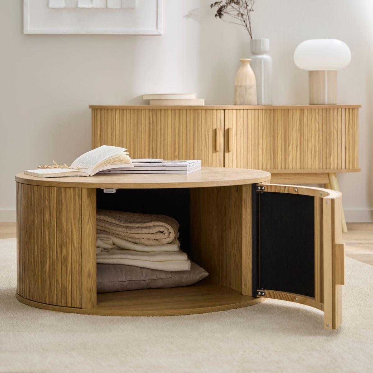 COUCHTISCH mit stauraum - ernest 75/75/35,5 cm - Eschefarben, Holzwerkstoff (83/75/35.5cm) - Calicosy