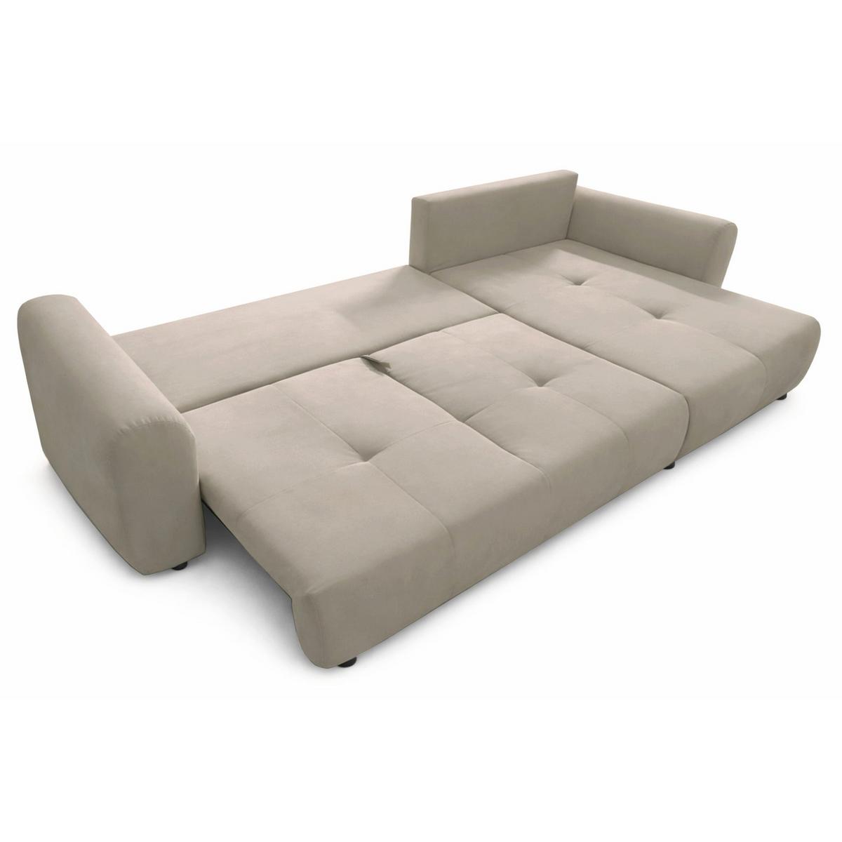 ECKSCHLAFSOFA Olido BEIGER VELOURS - Beige/Schwarz, Kunststoff/Textil (279/150cm) - Selsey