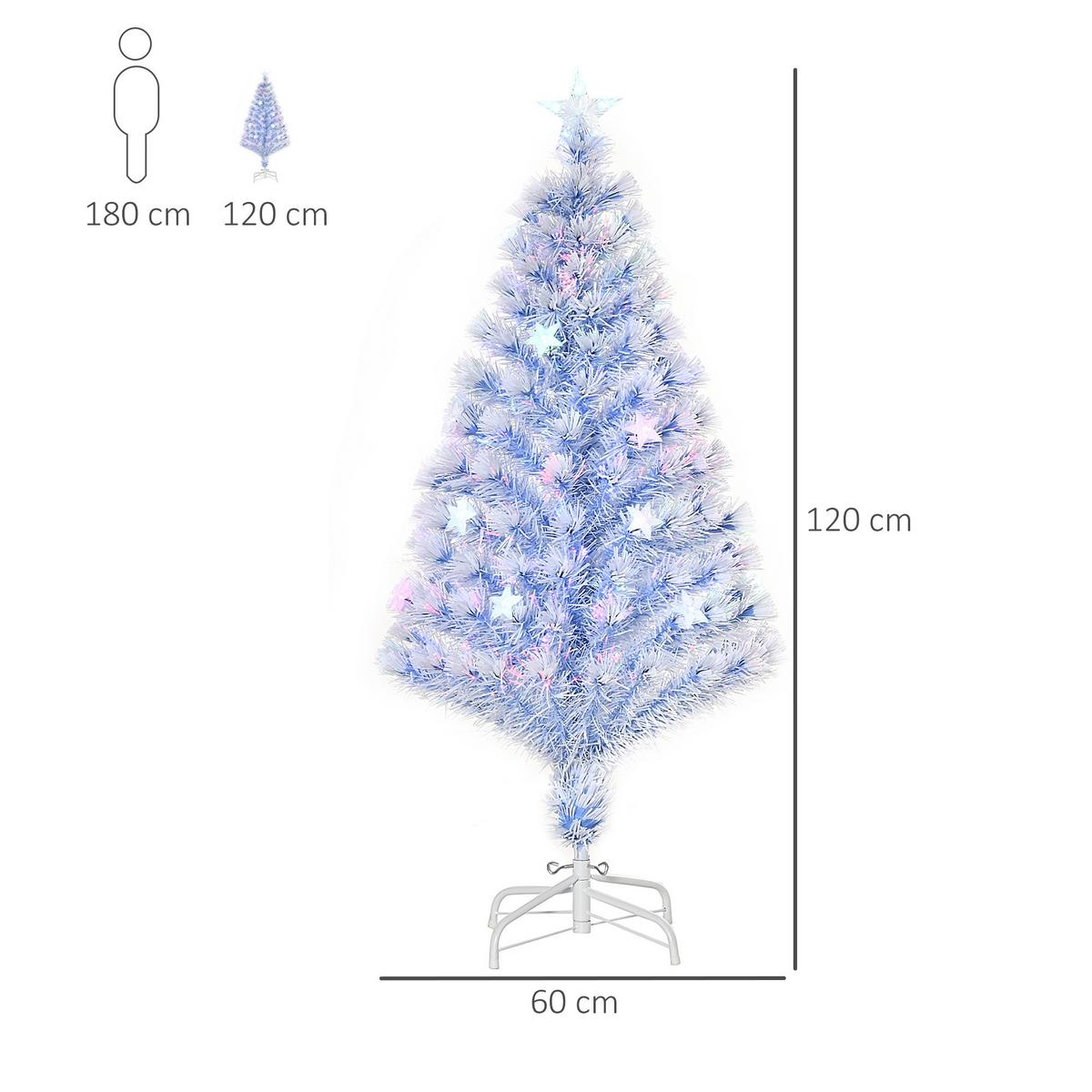 KÜNSTLICHER Weihnachtsbaum Tannenbaum mit LED-Leuchten Weiß+Blau - Multicolor, Kunststoff (120cm) - HOMCOM