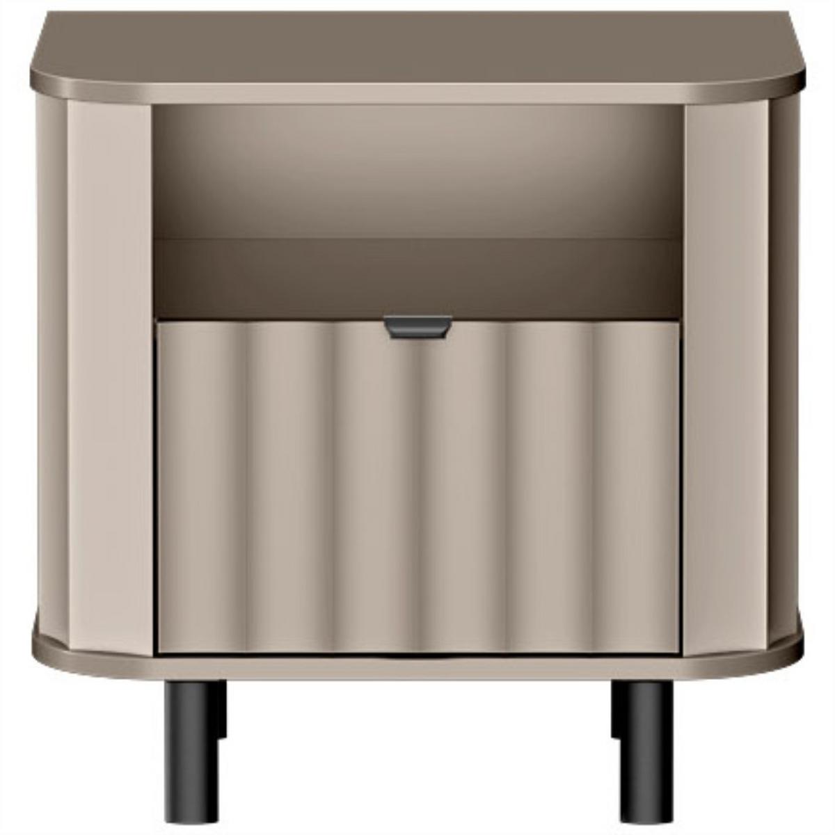 NACHTTISCH Nevada Taupe 59x41 cm - Taupe/Schwarz, Holzwerkstoff/Metall (59/57/41cm) - Beautysofa