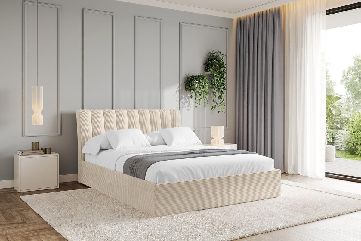 POLSTERBETT mit Bettkasten und Lattenrost, Bett mit Matratze H3/H4 - ILAN 160x200 Beige - Kaschmir, Holzwerkstoff/Textil (160/200cm) - ALTDECOR