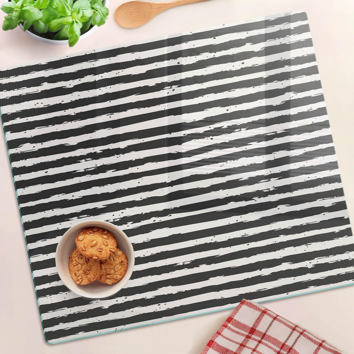 GLASPLATTE 60x52 cm Streifen - Schwarz, Glas (60/0.4/52cm) - TULUP