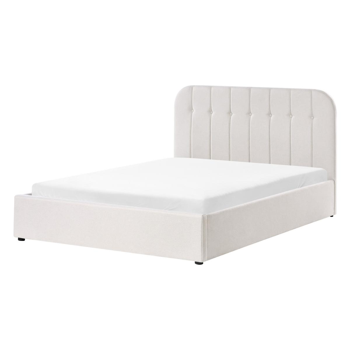 BETT mit Stauraum 140/200 cm Stoff Cremeweiß Challans - Creme, Textil (140/200cm) - Beliani
