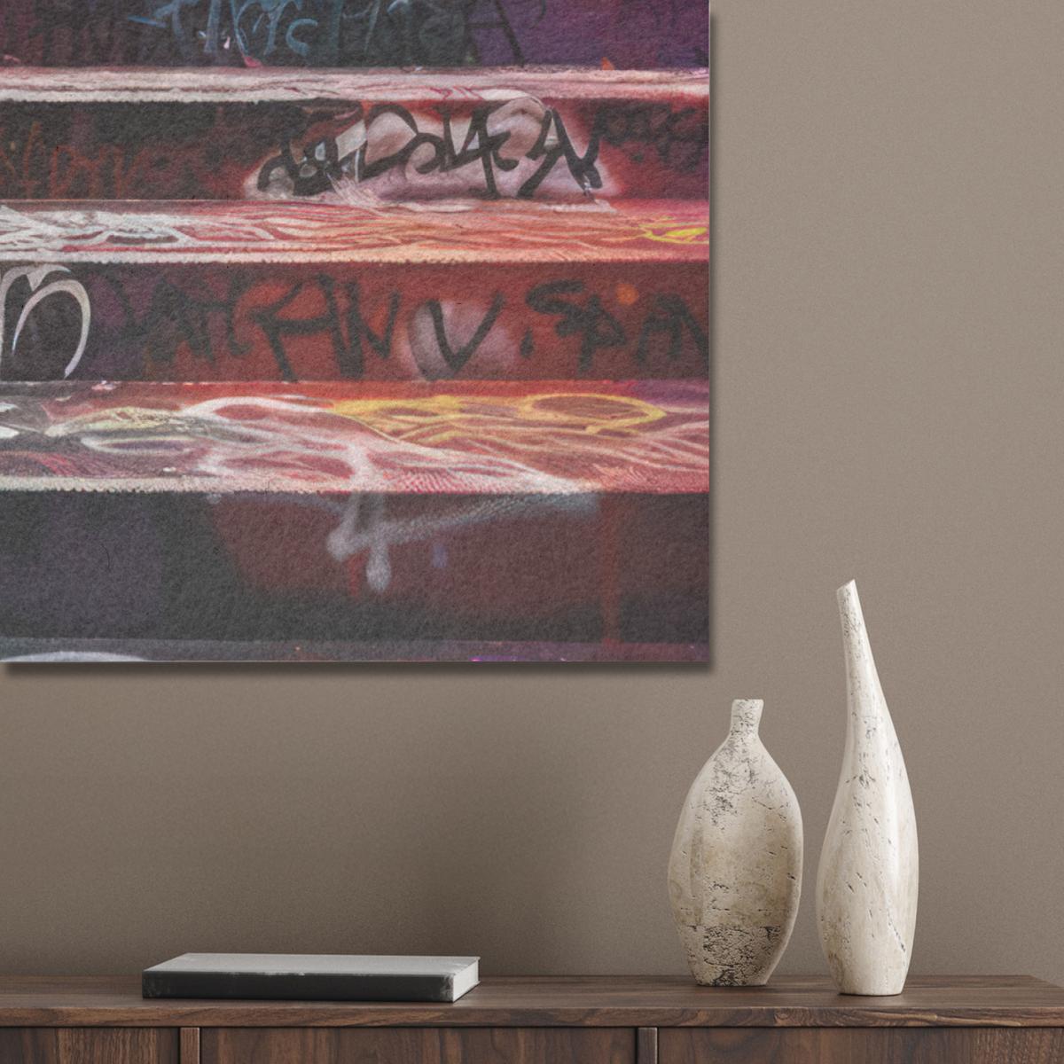 AKUSTIKBILD Treppe - Graffiti - Farben - Kunst Wanddeko 70x100 cm - Multicolor, Kunststoff (70/100/0.9cm) - MuchoWow