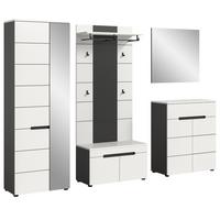 GARDEROBEN-SET 5-teilig in weiß, grau 255 cm, Komplettset mit Soft-Close, Cooper - Schwarz/Weiß, Glas/Holzwerkstoff (255/190/37cm) - Inn.Furn
