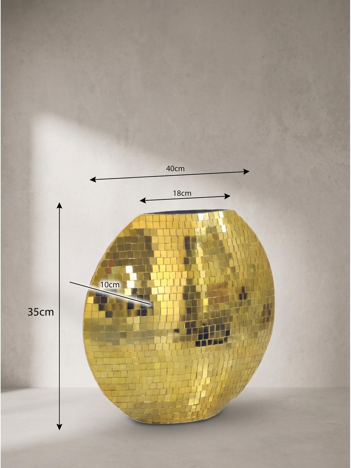 TISCHVASE BERLENGA, Eisen, handgefertigt, Gold, 40 x 10 x 35 cm - Goldfarben, Metall (35cm) - KADIMA DESIGN