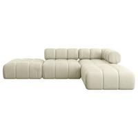 ECKSOFA modulares Sofa Kerru-L1 - 285x190x70 cm Beige Velours - Beige, Holzwerkstoff/Textil (285/190cm) - ALTDECOR