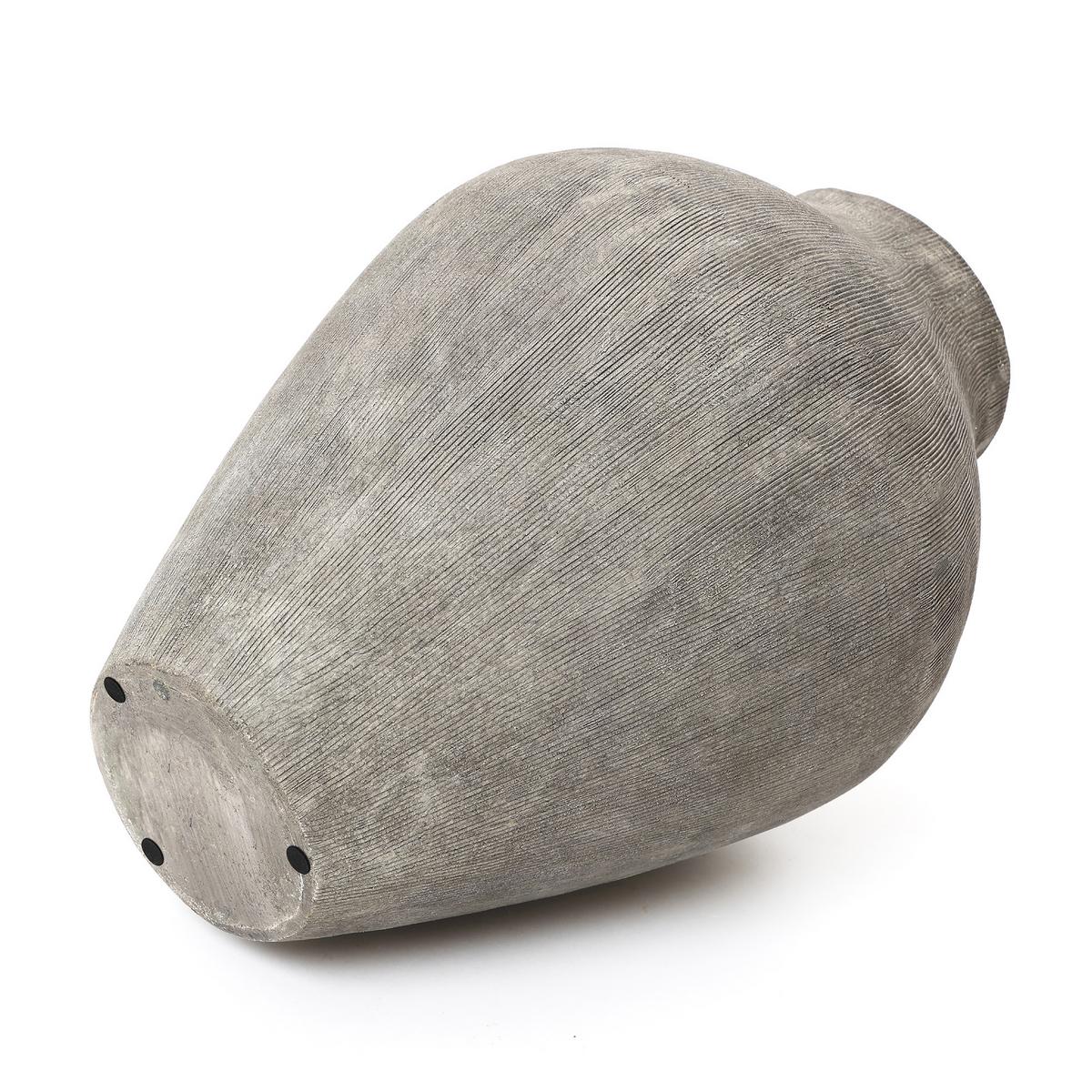 KERAMIKVASE rund, in Erdtönen, H 34 cm - Grau, Keramik (33.9cm) - Hometopia