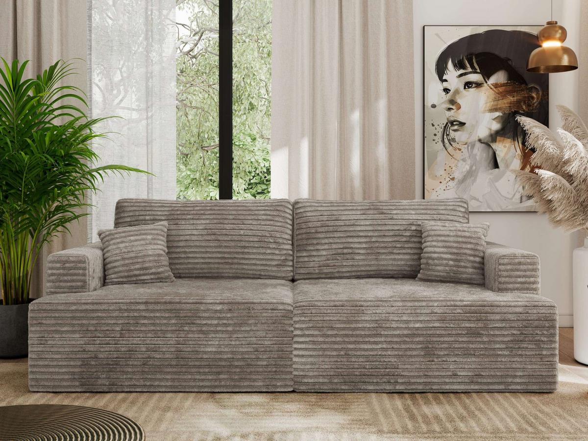 4-SITZER SOFA VIRELLA Grau Cord - Schwarz/Grau, Textil (240/88/115cm) - MKS