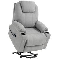 FERNSEHSESSEL mit Aufstehhilfe, Hellgrau - Hellgrau/Schwarz, Textil/Metall (90/107/101cm) - HOMCOM