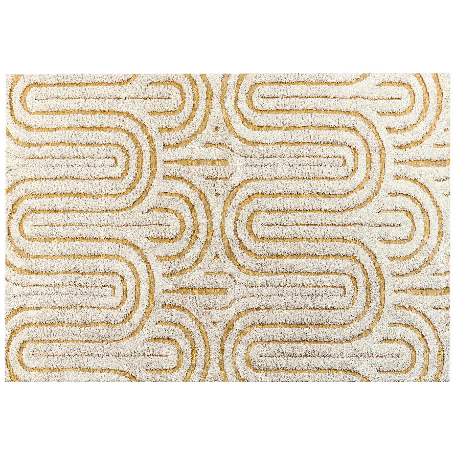 TEPPICH Gelb 160/230 cm Baumwolle Perai - Gelb/Weiß, Textil (160/230cm) - Beliani