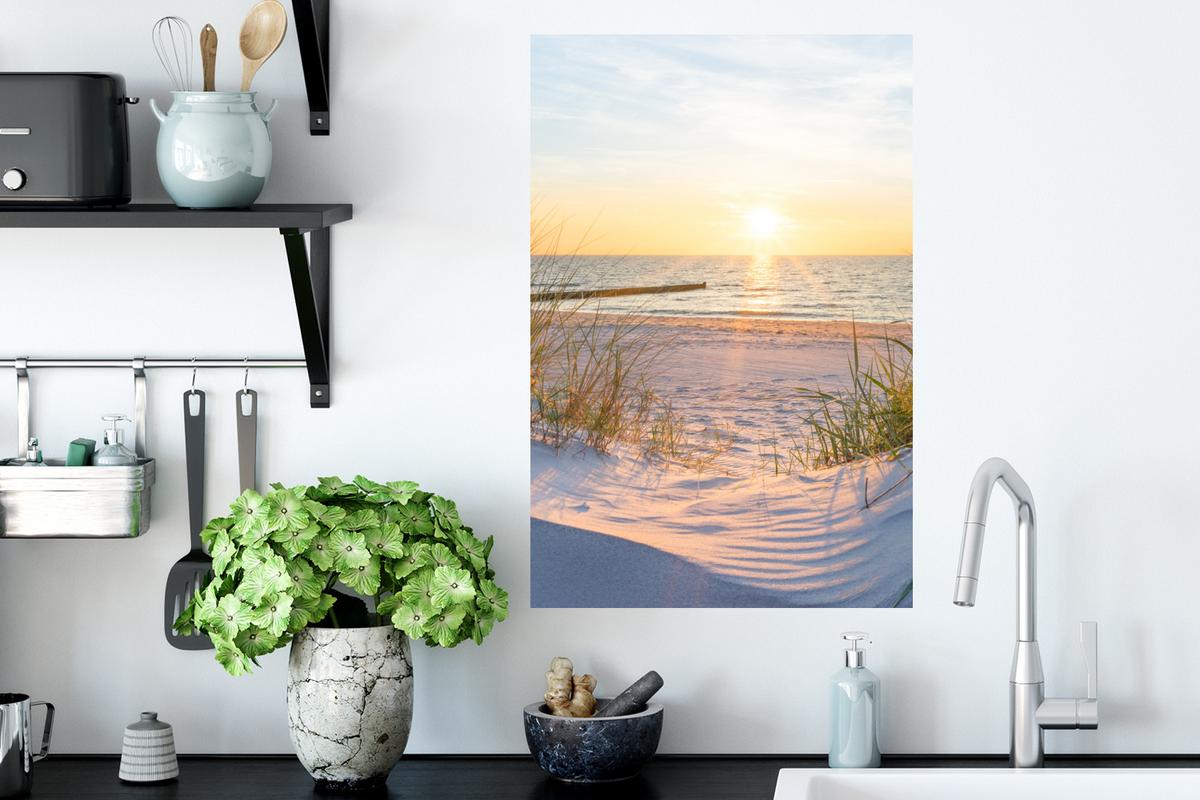WANDTATTOO Strand - Sonne - Düne - Gras - Sand - Horizont Wandbild 40x60 cm - Hellblau, Kunststoff (40/60/0.1cm) - MuchoWow