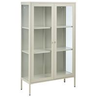 VITRINE mit Glastüren Metall 90 cm Hellbeige Nash - Beige, Metall (90/150/35cm) - Beliani