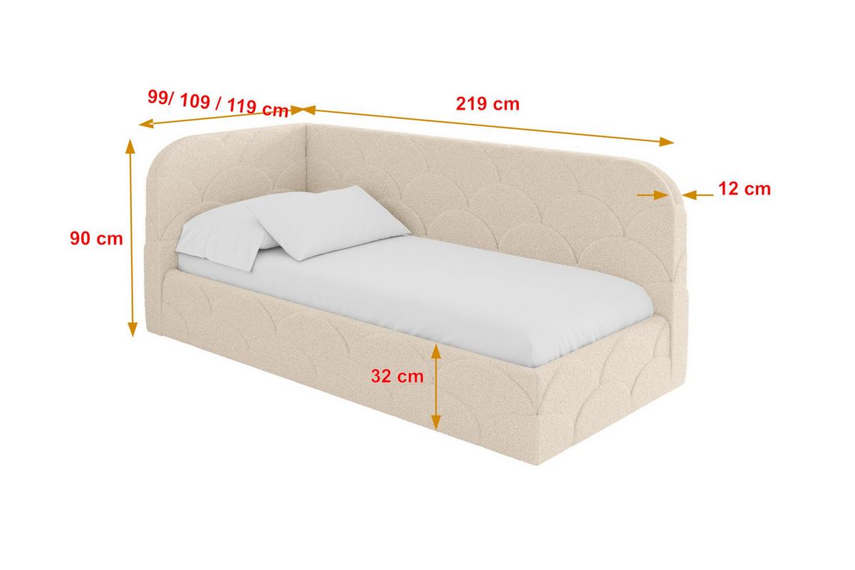 EINZELLBETT Jugendbett mit Bettkasten, Rechts - ELRY 100x200 Dunkelbeige - Taupe, Holzwerkstoff/Textil (100/200cm) - ALTDECOR