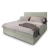 BOXBETT PISA 200x200 cm mit Matratze und Topper, H2+H3 - Hellgrau - Hellgrau, Holz (200/200cm) - MASSENO