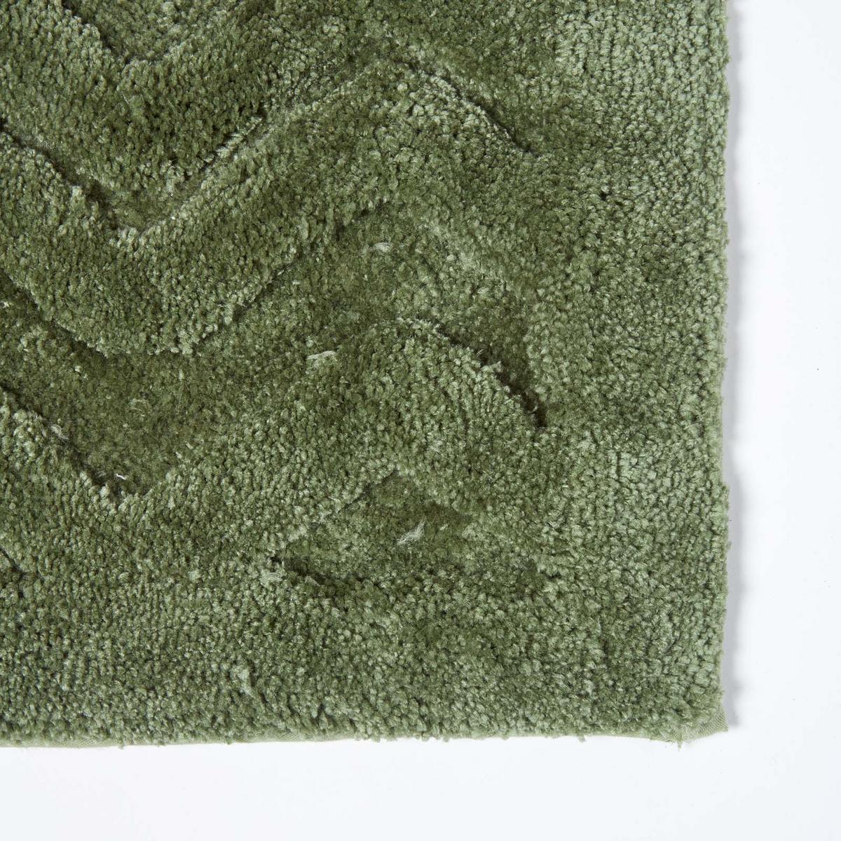 BADEMATTE 50/80 cm Chevron, Hochflor - Grün, Textil (50/80cm) - Homescapes