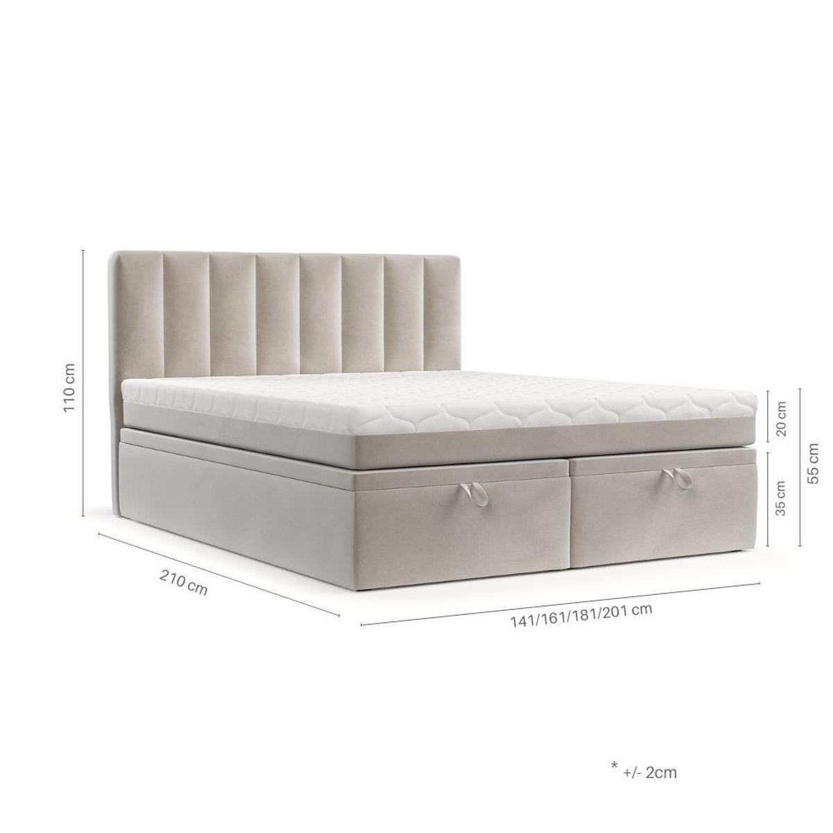 BOXBETT Lume 140/200 cm Schwarz im Kronos Stoff - Schwarz, Holz/Holzwerkstoff (140/200cm) - AltaBeds