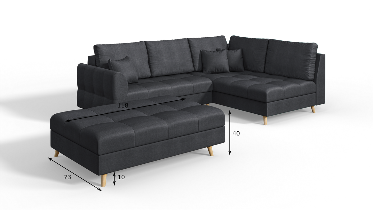 HOCKER Lorine Mikrofaser Anthrazit - Anthrazit, Textil (118/40/73cm) - S-Style Möbel