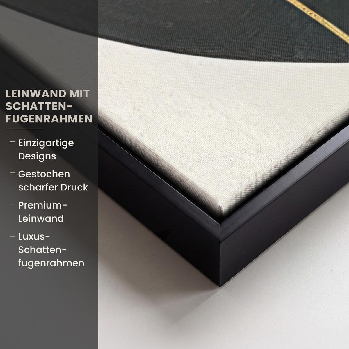 LEINWAND Bilder mit Rahmen - Abstrakt - Gold - Bronze - Grün - Formen - Modern - 90x90 - Multicolor, Textil (90/90cm) - MuchoWow