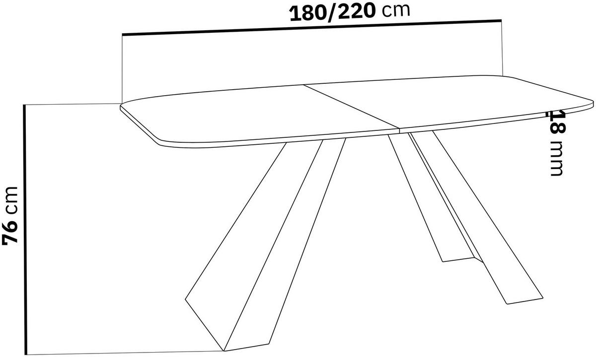 ESSTISCH Monte Weiß rechteckig ausziehbar, Lancelot Eiche 180-220/90/76 cm - Eichefarben/Weiß, Holzwerkstoff/Metall (90/218/76cm) - WFL GROUP