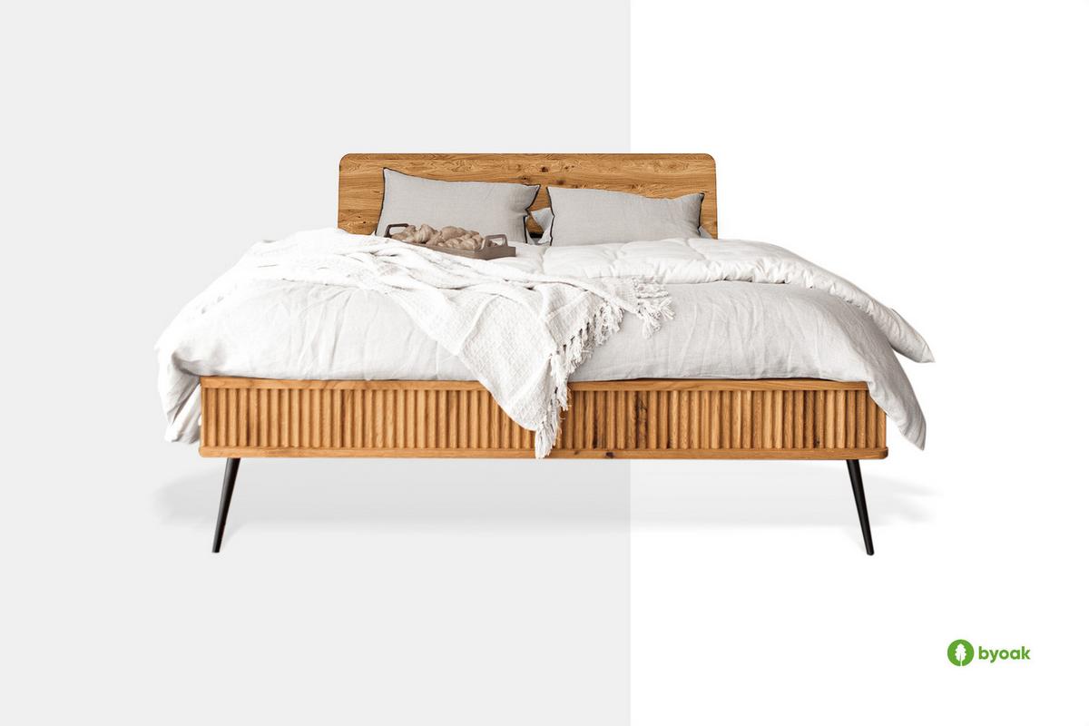 BETT LINA 1 100x190 Kernbuche - Schwarz/Kernbuche, Holz/Metall (100/190cm) - byoak