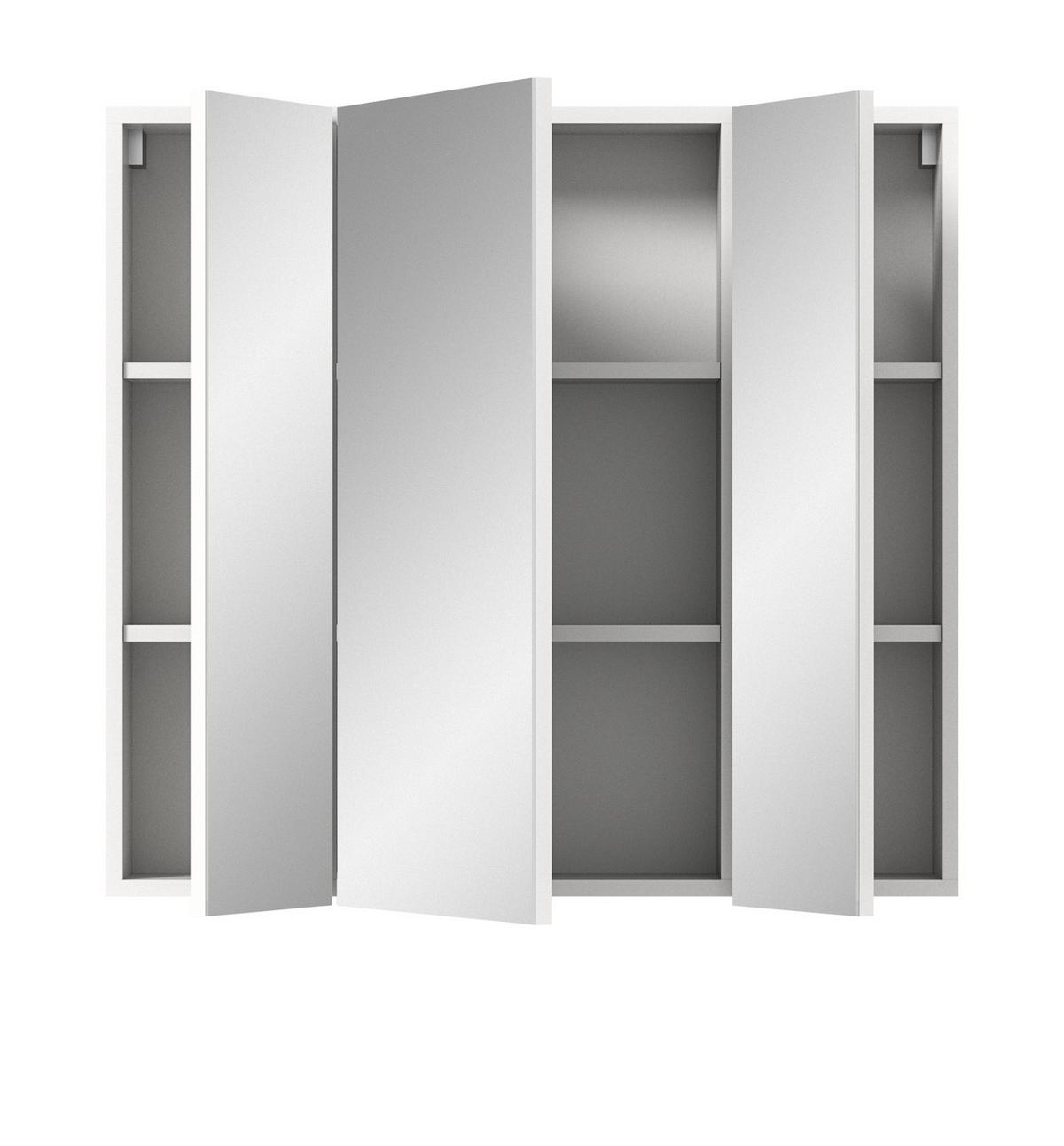 SPIEGELSCHRANK weiß 82 x 77 cm, Badschrank 3-türig mit Spiegel - Weiß, Glas/Holzwerkstoff (82/77/18cm) - Inn.Furn