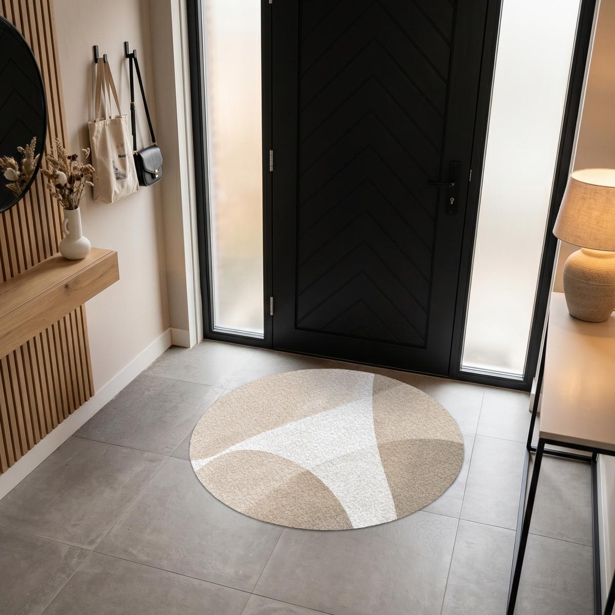 FUSSMATTE Glatte Oberflächen - Harmonisch - Wellenförmig Schmutzfangmatte 120x120 cm - Beige, Kunststoff (120/0.4cm) - MuchoWow