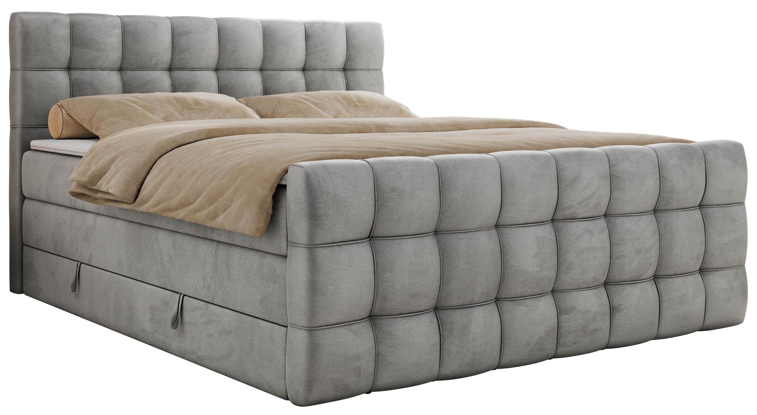 BOXSPRINGBETT ALTIVO KING DUO 160/200 - Hellgrau Velvet - H3 - Hellgrau, Textil (160/200cm) - MKS