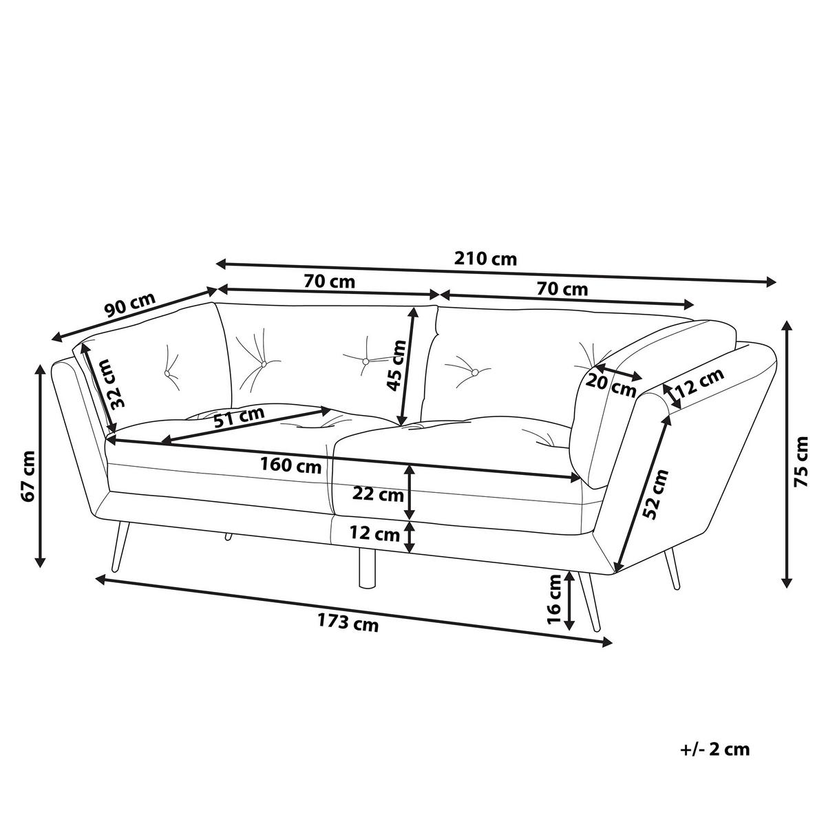 3-SITZER-SOFA Bouclé Weiß Lenvik - Weiß, Textil (210/75/90cm) - Beliani