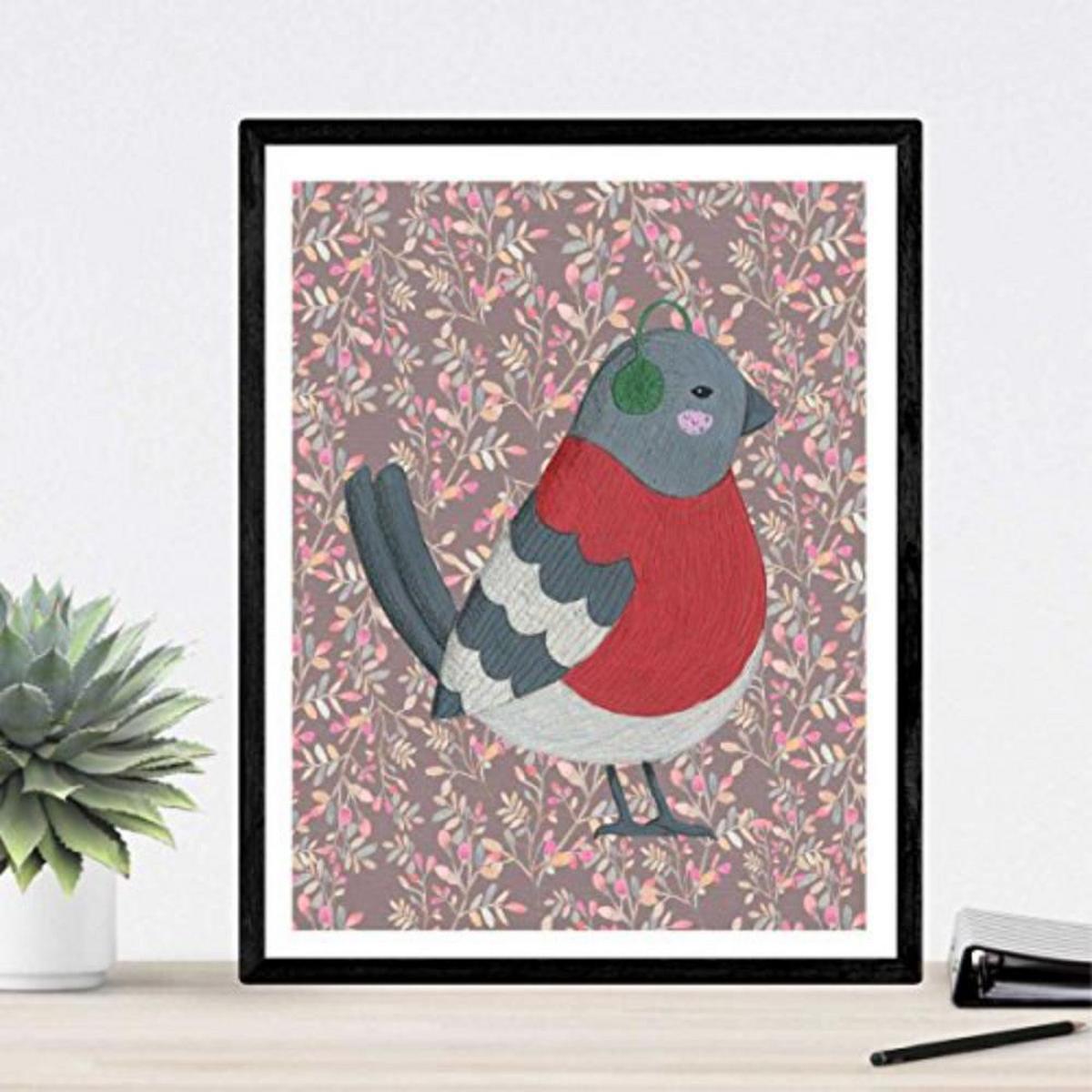POSTER Set mit 4 süße Tiere A4 Schwarzer Rahmen - Schwarz, Papier (29.7/3cm) - Nacnic