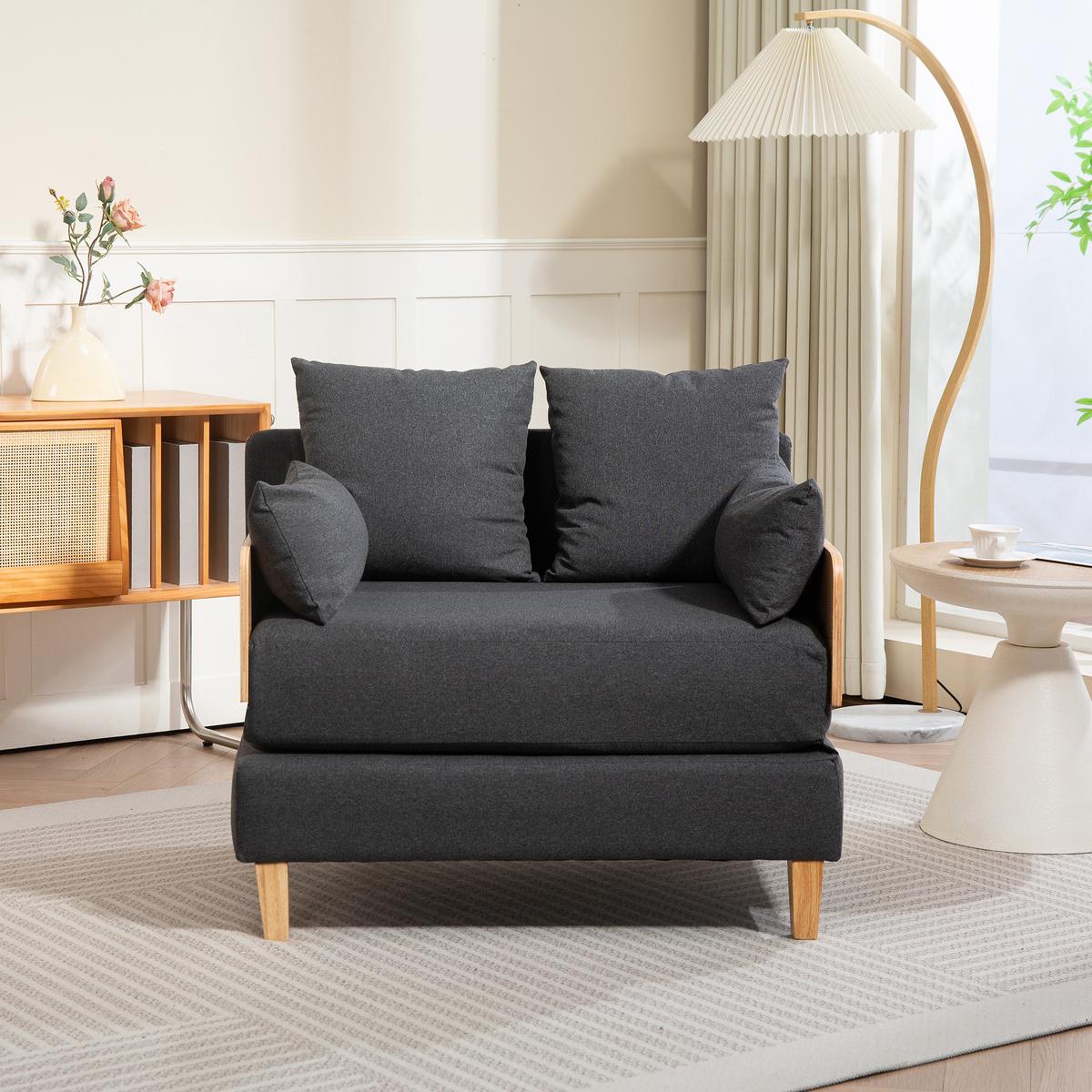 SCHLAFSOFA Seinlus - Dunkelgrau, Holz/Holzwerkstoff (88/47/68cm) - [en.casa]