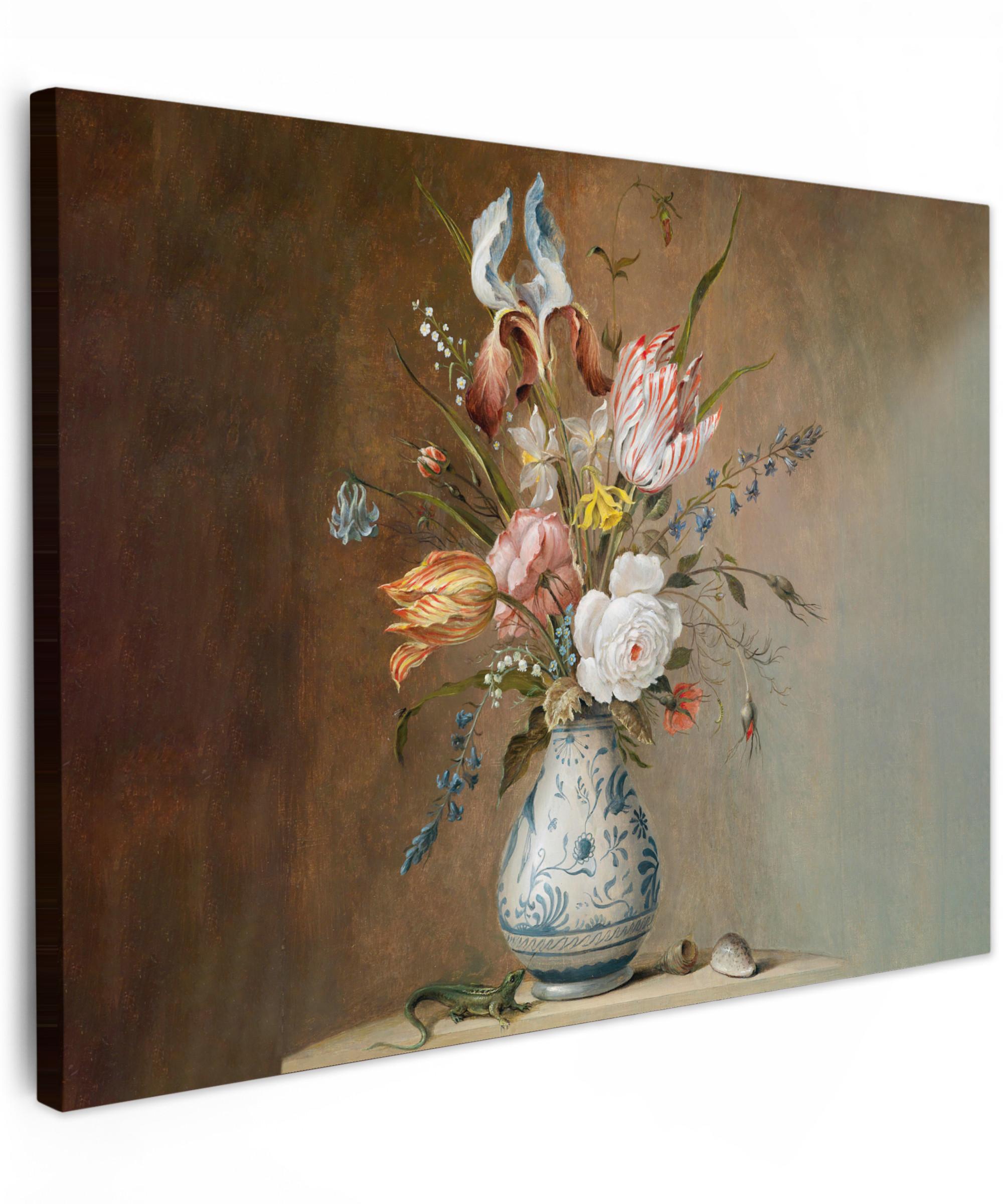LEINWANDBILD Alte Meister - Blumen - Balthasar van der Ast Wandbild 40x30 cm - Hellbraun, Textil (40/30cm) - MuchoWow