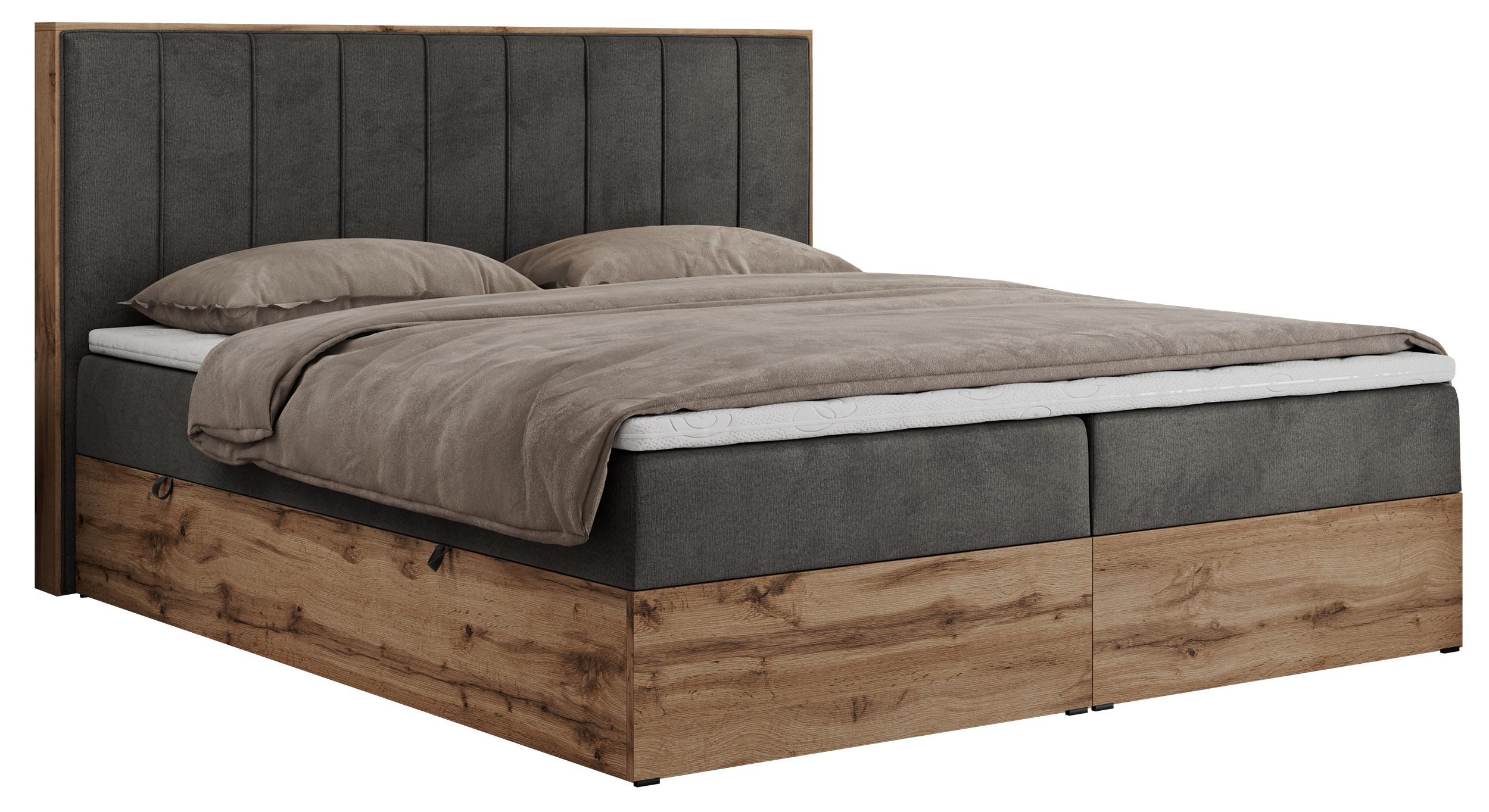 BOXBETT BELLISSIMO 180/200 Dunkelgrau Velvet - H4 - Dunkelgrau, Holz/Textil (180/200cm) - MKS