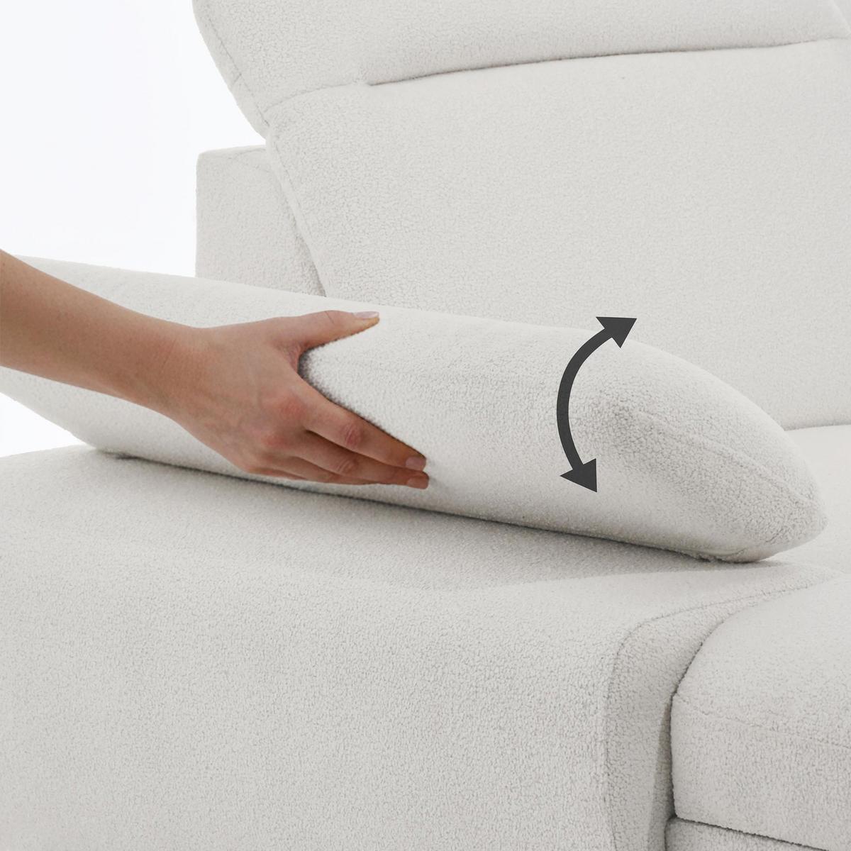 WOHNLANDSCHAFT Sora U mit Schlaffunktion und verstellbarer Sitztiefe, Kopfstützen und Armlehne, 365 cm, Hellbeige, Rechts - Beige/Schwarz, Textil (365/107/235cm) - Beautysofa