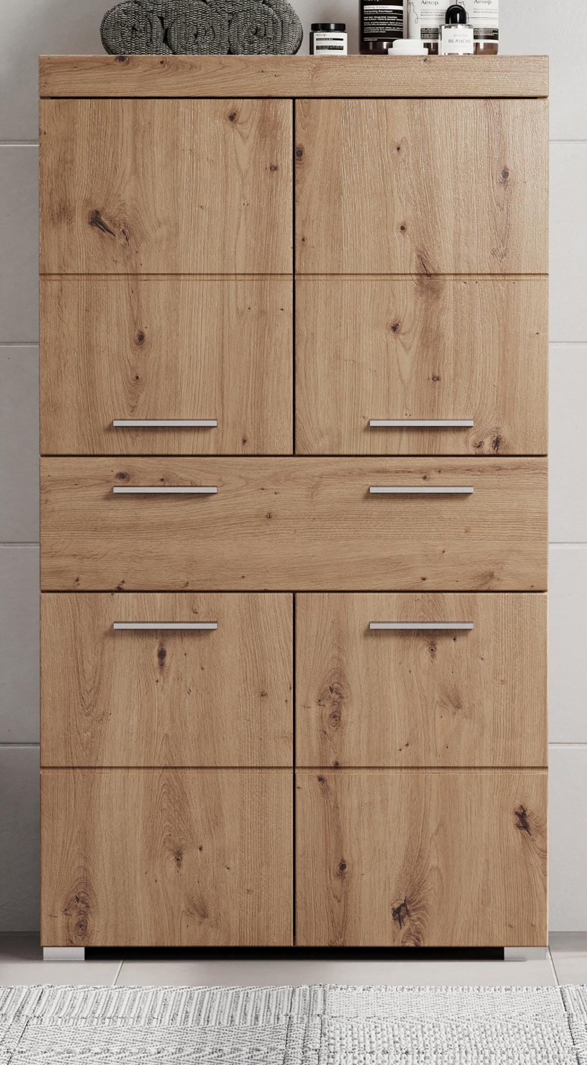 MIDISCHRANK Asteiche 73 x 132 cm, Badschrank mit viel Stauraum - Eichefarben, Holzwerkstoff/Kunststoff (73/132/31cm) - Top.Furn