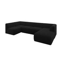 WOHNLANDSCHAFT Ottomane Rechts MOVO-L 345x180x78 cm Schwarz Cord - Schwarz, Holzwerkstoff/Kunststoff (180/78/345cm) - ALTDECOR
