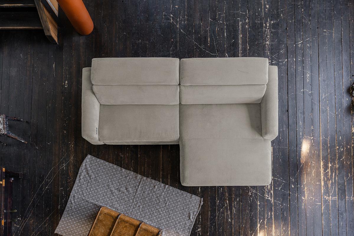 ECKSOFA LAISKA Steingrau Cord - Schwarz/Grau, Textil/Metall (282/177cm) - KAWOLA