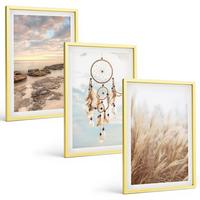 BILDER SET 3er Set - 40x60 cm Goldrahmen - Wolkenmeer, Traumfänger, Gras - Goldfarben, Kunststoff (40/60cm) - TULUP