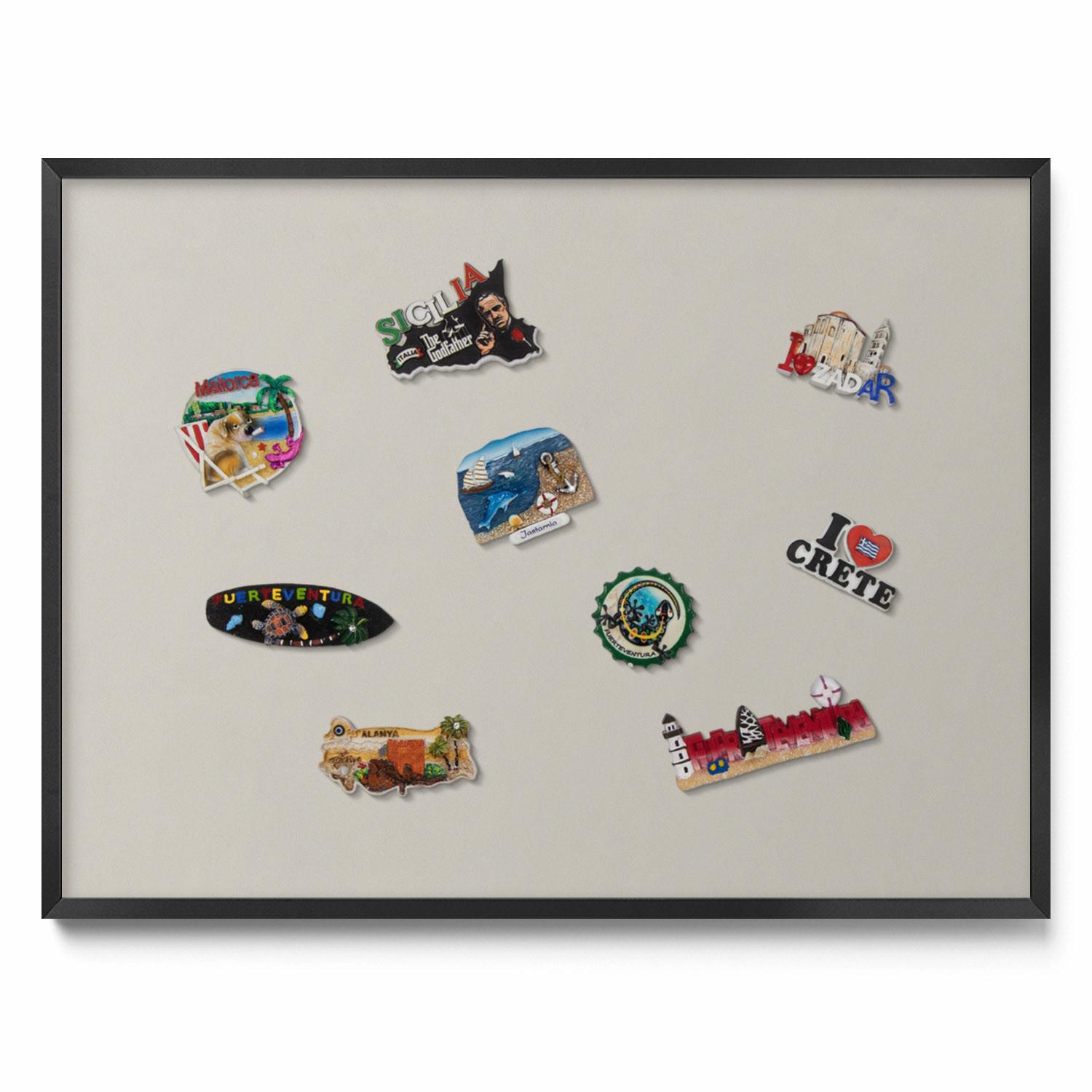 MAGNETTAFEL 80x60 cm Schwarzer Rahmen Cremefarben - Edelstahlfarben, Metall (80/60/0.4cm) - TULUP
