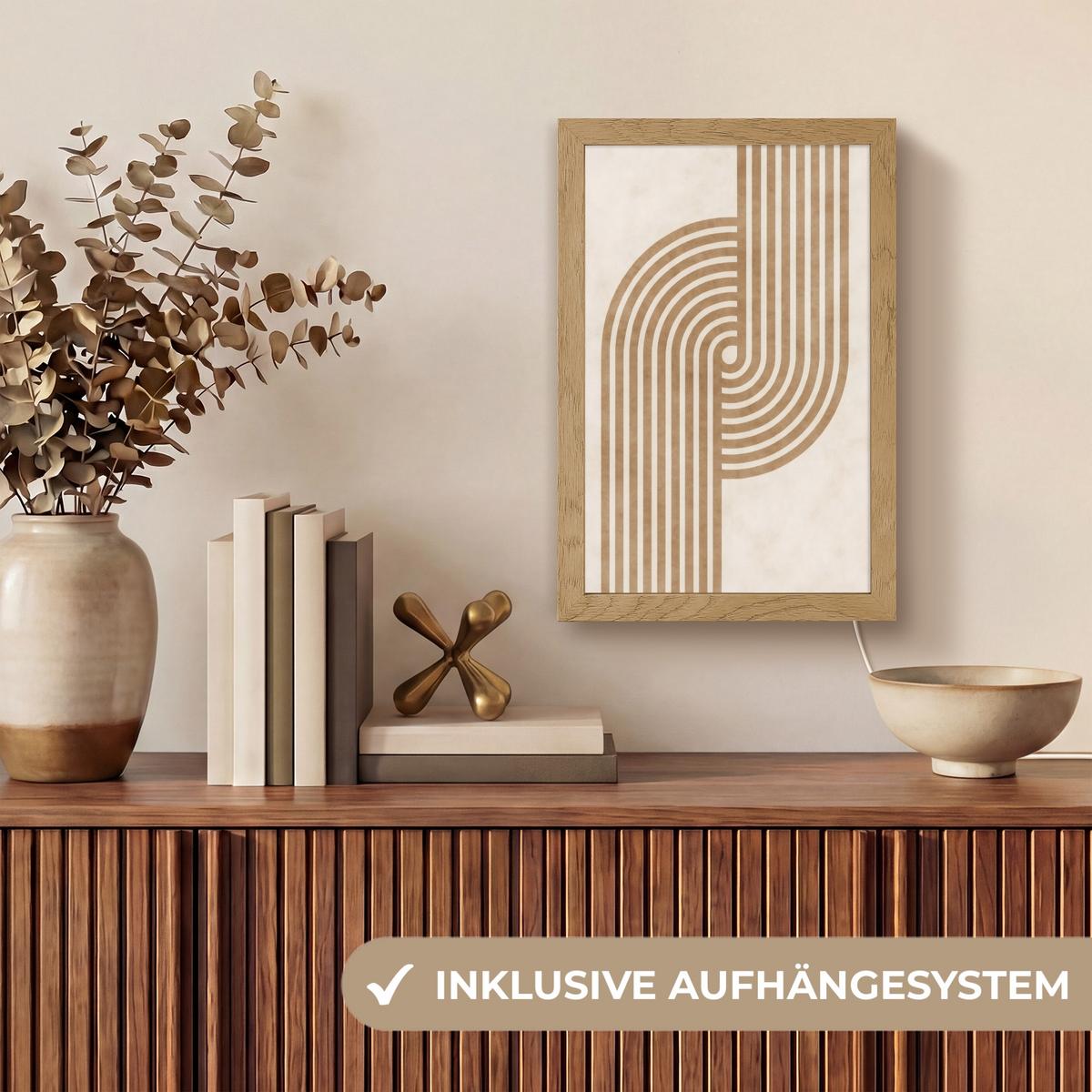 WANDLEUCHTE Symmetrische Biegung - kupferfarbig 20x30 cm - Beige, Holzwerkstoff (20/30/8cm) - OnlyWow