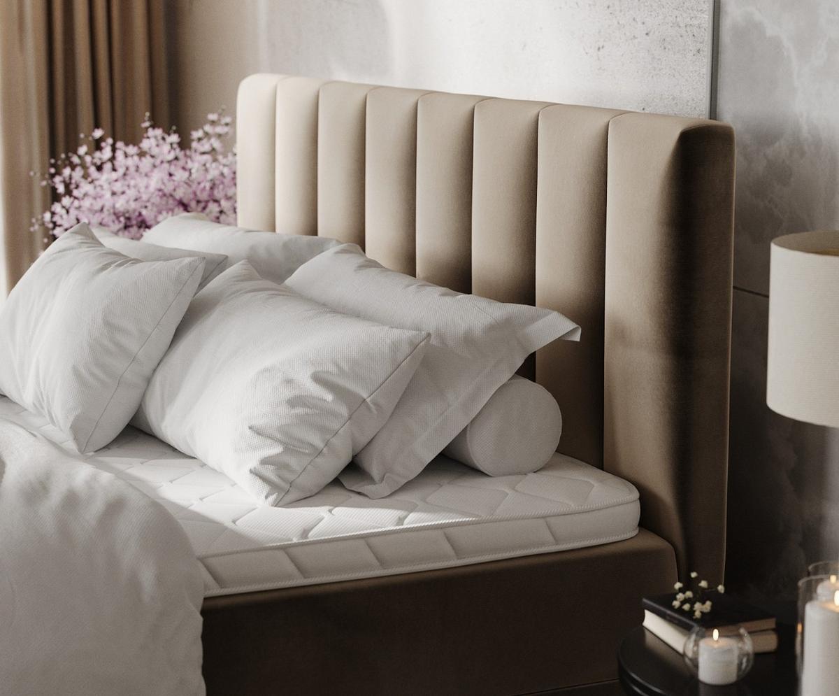 BOXBETT Lusso 180/200 cm Taupe im Paros Stoff - Taupe/Schwarz, Holz/Holzwerkstoff (180/200cm) - AltaBeds